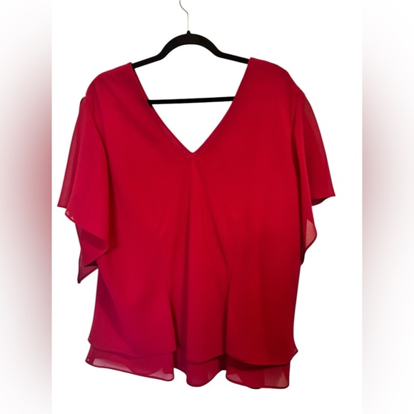 💎 Pennington's Elegant Red V-Neck Blouse - Picture 3 of 9